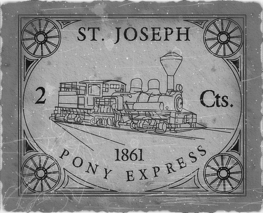 1861 St. Joseph Pony Express - Two Cents - Gray - Mail Art Post Digital Art by Fred Larucci