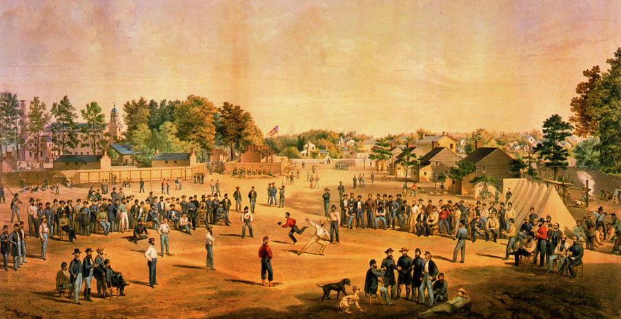 1863 Baseball Game Art Mixed Media by Row One Brand