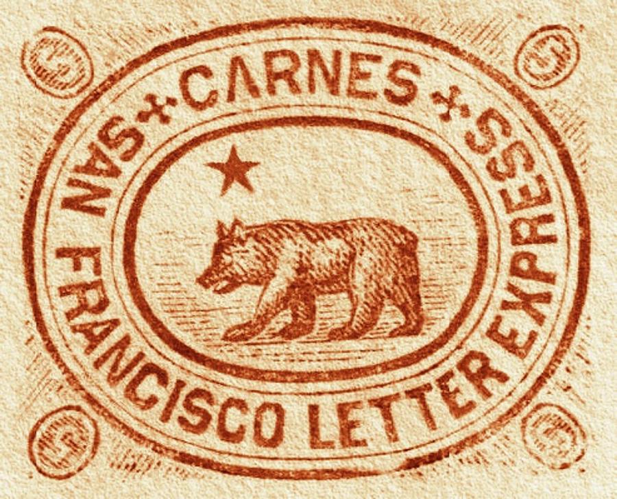 1865 Carnes - City Letter Express, San Francisco - 5cts. Chestnut - Mail Art Post Digital Art by Fred Larucci