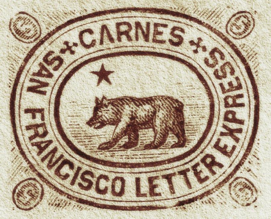 1865 Carnes - City Letter Express, San Francisco - 5cts. Chocolate - Mail Art Post Digital Art by Fred Larucci