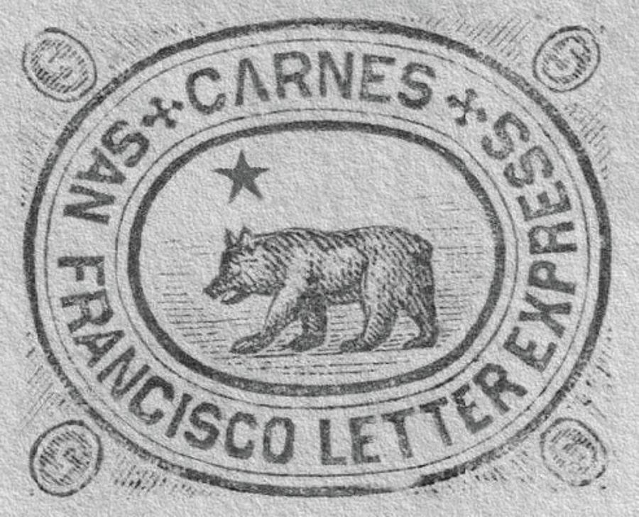 1865 Carnes - City Letter Express, San Francisco - 5cts. Gray - Mail Art Post Digital Art by Fred Larucci
