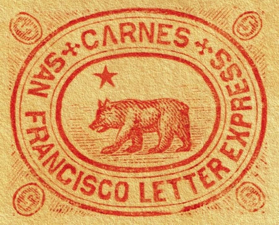 1865 Carnes - City Letter Express, San Francisco - 5cts. Red Corn - Mail Art Post Digital Art by Fred Larucci