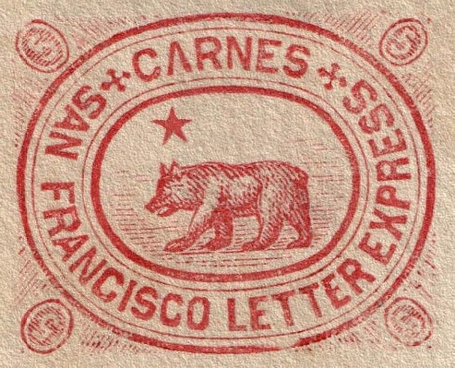 1865 Carnes - City Letter Express, San Francisco - 5cts. Wild Cherry - Mail Art Post Digital Art by Fred Larucci