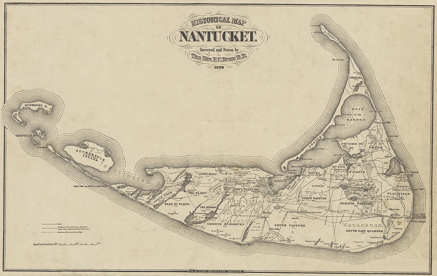 1865 Historical Map of Nantucket Massachusetts Cape Code Photograph by Toby McGuire