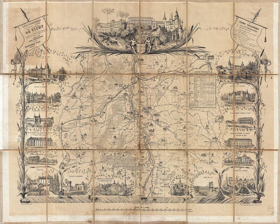 1865 Madeleine Map Pocket Map of Vichy, France - Geographicus - Vichy ...