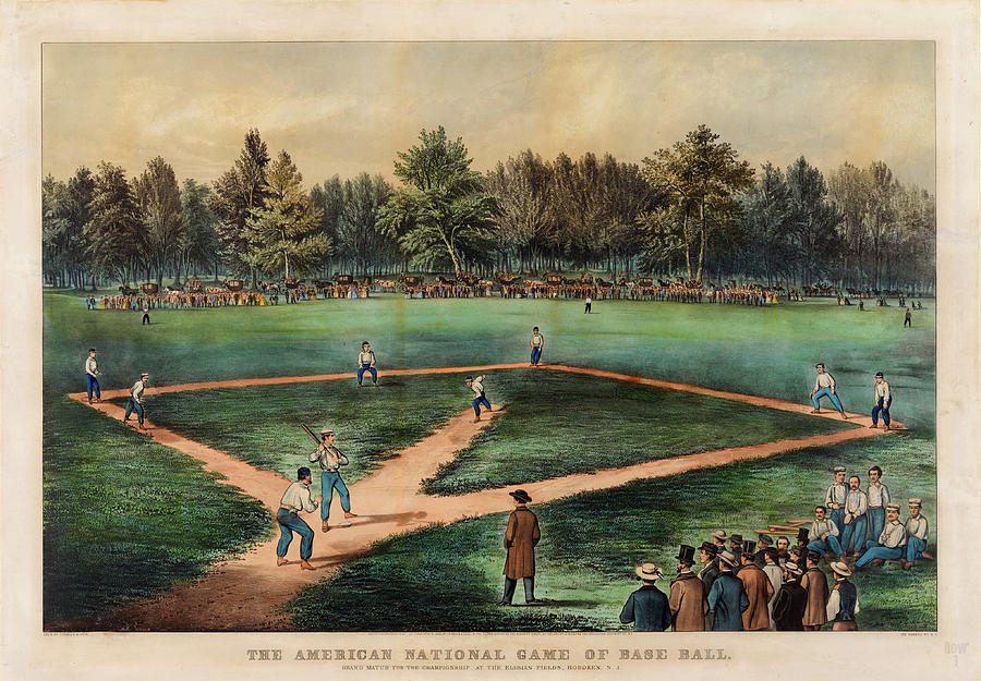1866 Elysian Fields Base Ball Art Mixed Media by Row One Brand