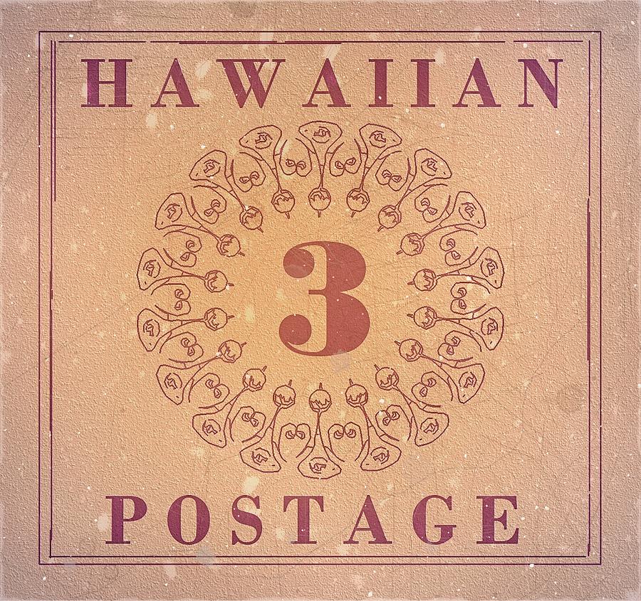 1866 Hawaii Banner Postage - 3 Cts. Strawberry Edition - Mail Art Post Digital Art by Fred Larucci