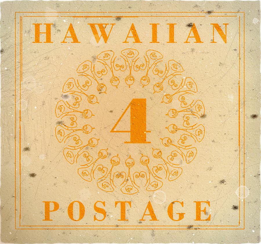 1866 Hawaii Banner Postage - 4 Cts. Orange Edition - Mail Art Post Digital Art by Fred Larucci
