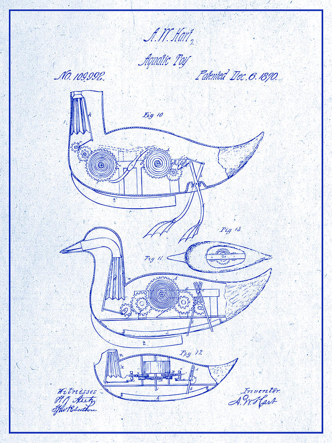 1870 Aquatic Toy Blueprint Patent Print Drawing by Greg Edwards - Pixels