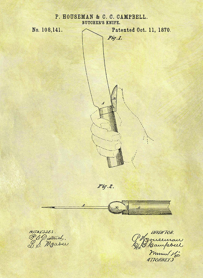 1870 Butcher Knife Patent Drawing