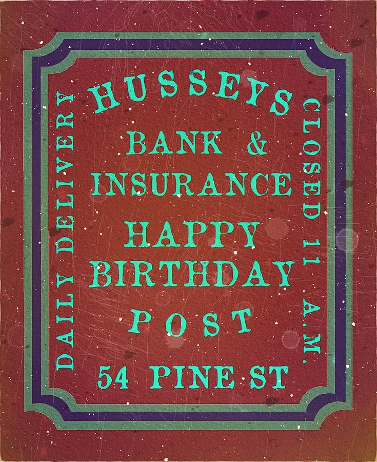 1870 Husseys - Happy Birthday Post - Brick Red - Mail Art Post  Digital Art by Fred Larucci