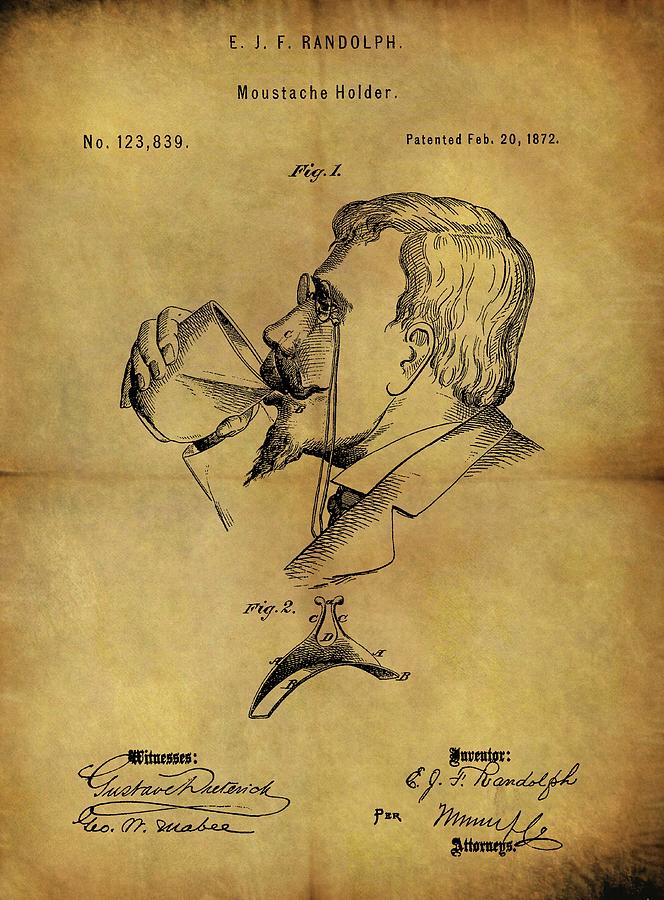 1872 Mustache Guard Patent Drawing Drawing