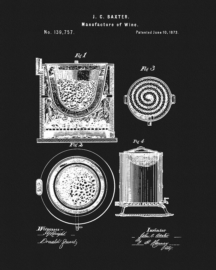 1873 Winery Patent Drawing by Dan Sproul