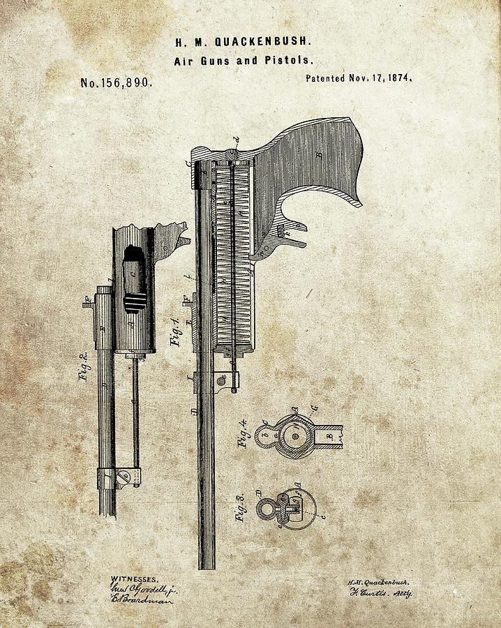 1874 Air Gun Patent Drawing by Dan Sproul 1874 Air Gun Patent Drawing by Dan Sproul