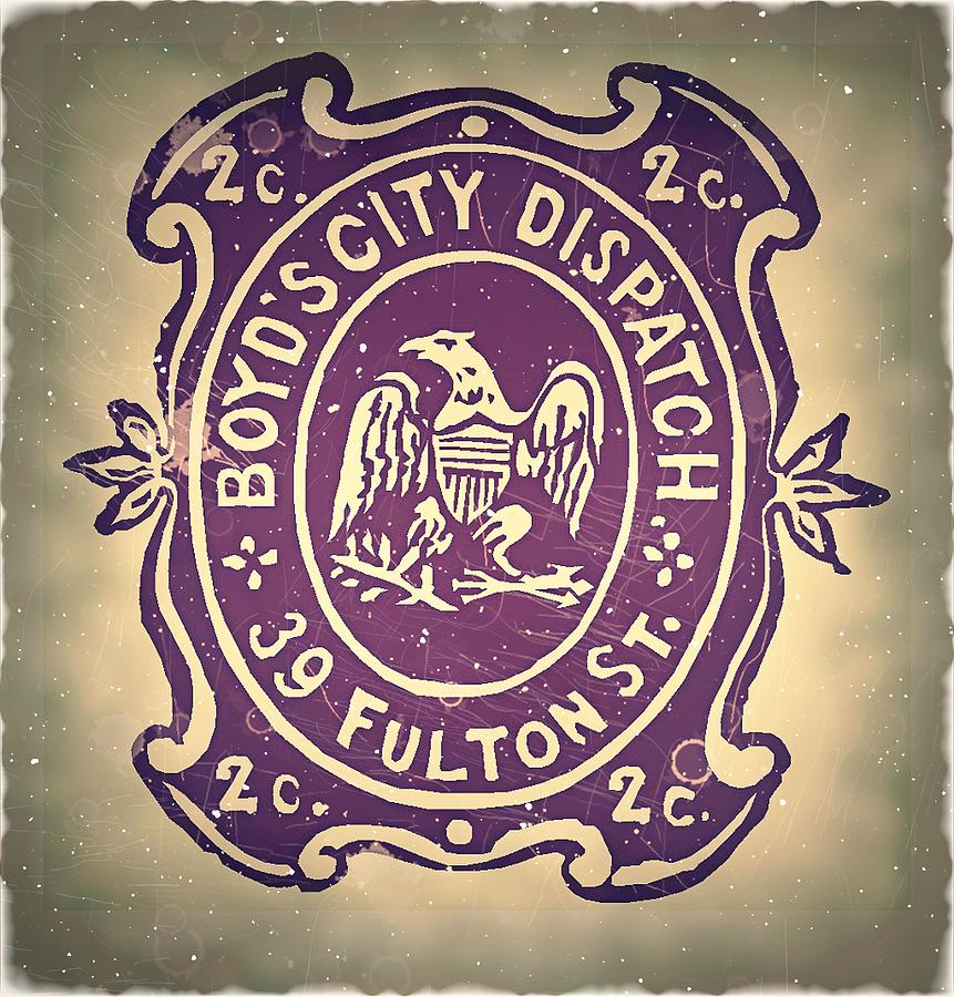 1874 - Boyds City Dispatch Post - 2ct. Purple Edition - Mail Art Post Digital Art by Fred Larucci