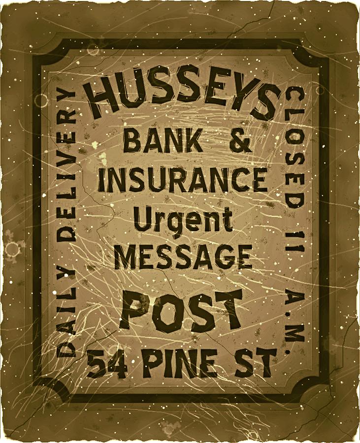 1874 Husseys - Urgent Message Post - Basement Gray - Mail Art Post  Digital Art by Fred Larucci