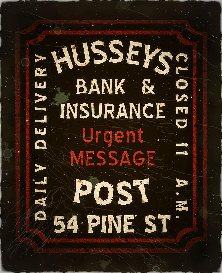 1874 Husseys - Urgent Message Post - Cinema Black - Mail Art Post Digital Art by Fred Larucci