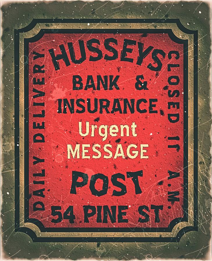 1874 Husseys - Urgent Message Post - Fire Engine Red - Mail Art Post Digital Art by Fred Larucci