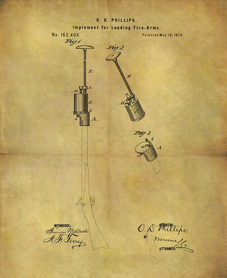 Muzzleloader Drawing - 1875 Muzzleloader Patent by Dan Sproul