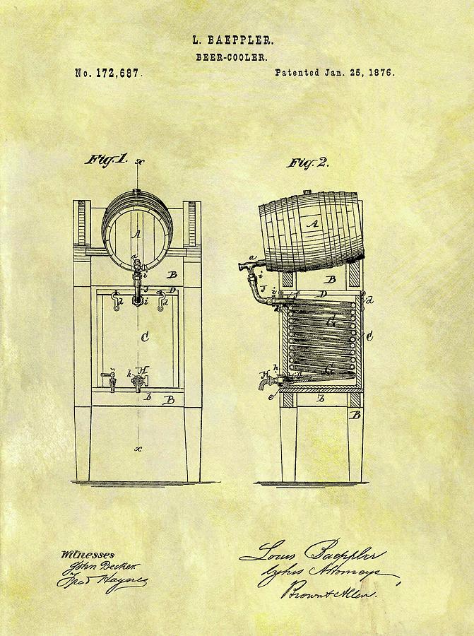 1876 Beer Cooler Patent Drawing