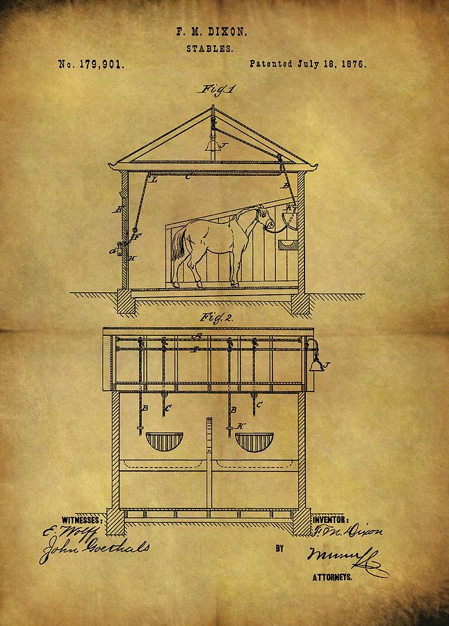 1876 Horse Stable Patent Drawing