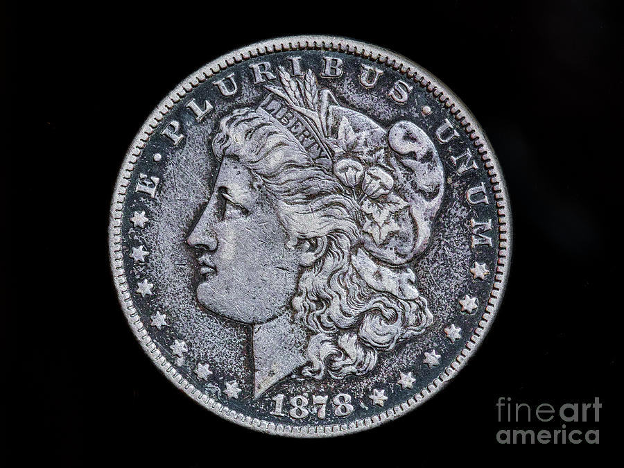 1878 Morgan Silver Dollar on Black Obverse Digital Art by Randy Steele