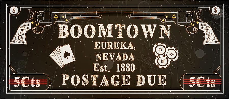 1880 Boomtown Black POSTAGE DUE  - Mail Art Digital Art by Fred Larucci