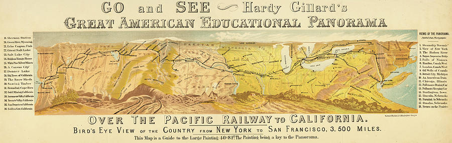 1880 Historical Over the Pacific Railway to California Map Photograph by Toby McGuire