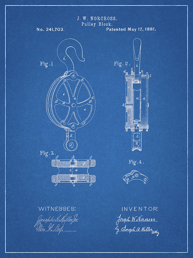 1881 Pulley Block Patent Drawing by Dan Sproul