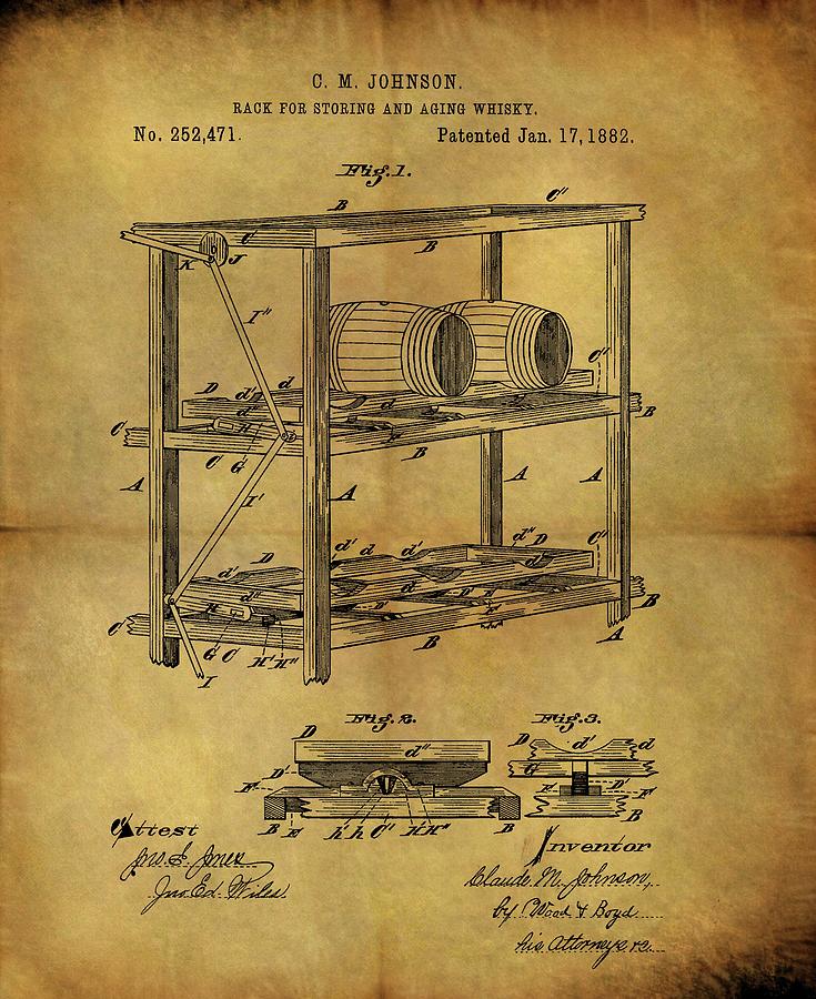 Whiskey Barrel Drawing - 1882 Whiskey Aging Rack by Dan Sproul