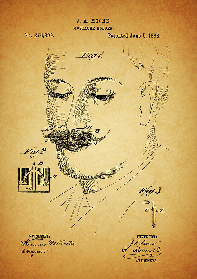1883 Mustache Holder Patent Drawing