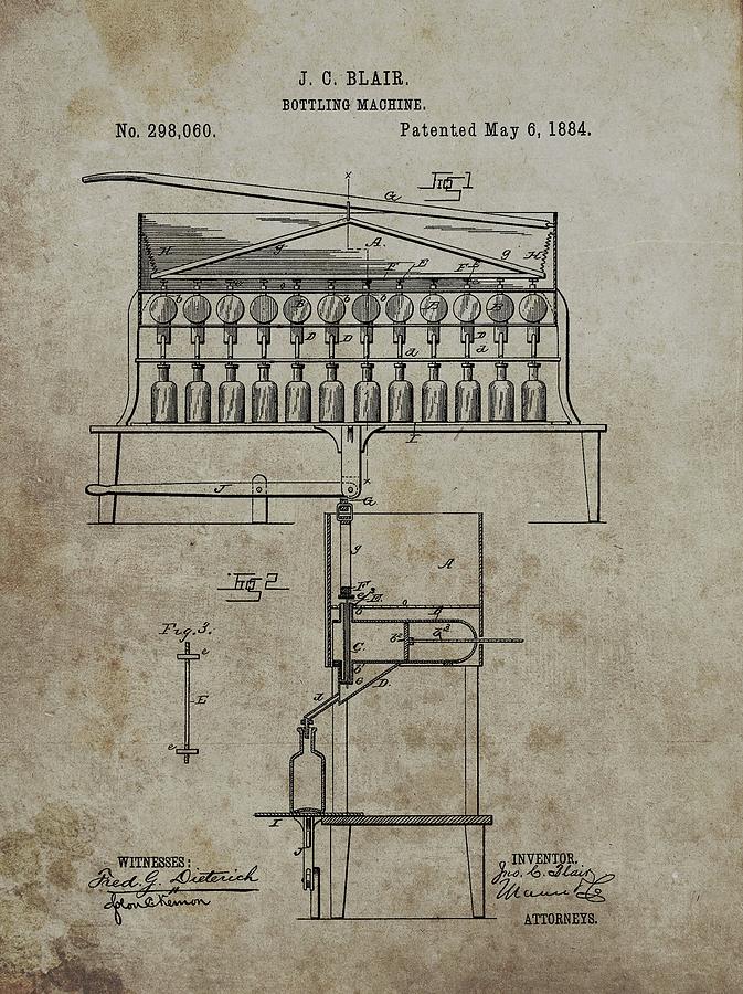 1884 Bottling Machine Patent Drawing