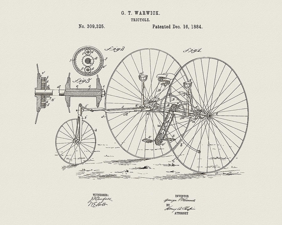 1884 Tricycle Patent Drawing