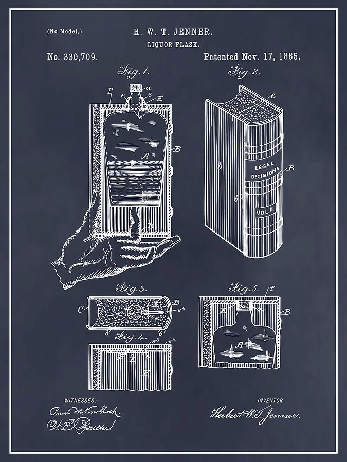 1885 Hidden Flask Blackboard Patent Print Drawing by Greg Edwards