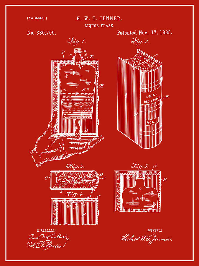 1885 Hidden Flask Red Patent Print Drawing by Greg Edwards