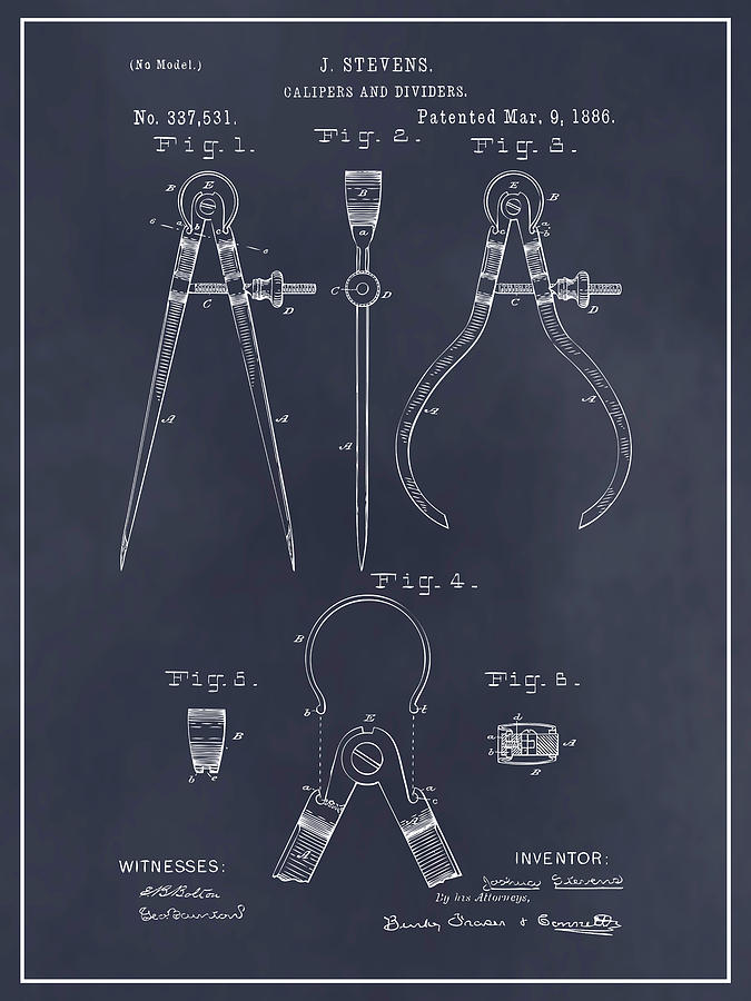 1886 Calipers and Dividers Blackboard Patent Print  Drawing by Greg Edwards