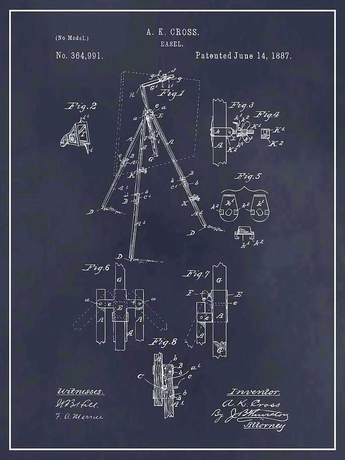 1887 Easel Blackboard Patent Print Drawing by Greg Edwards