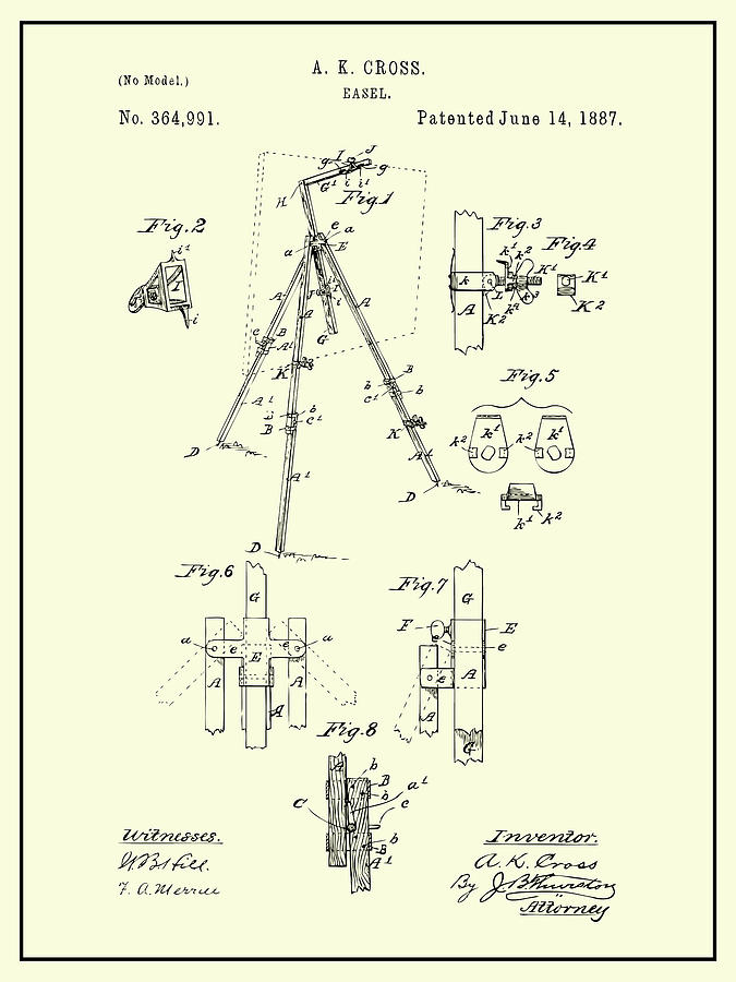 1887 Easel Cream Patent Print Drawing by Greg Edwards