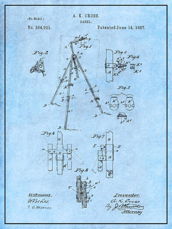 1887 Easel Light Blue Patent Print Drawing by Greg Edwards
