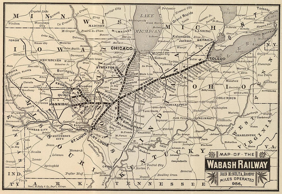 1887 Wabash map only Drawing by Timeless Geo Maps - Fine Art America