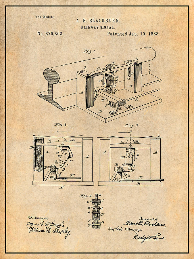 1888 A.B. Blackburn African American Inventor - Railway Signal Antique ...