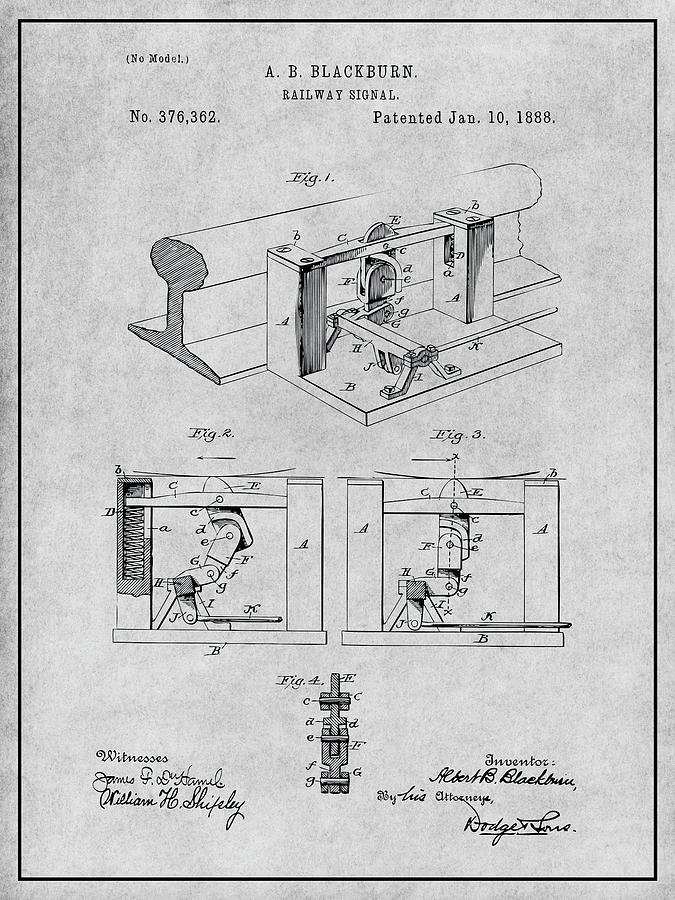 1888 A.B. Blackburn African American Inventor - Railway Signal Gray ...