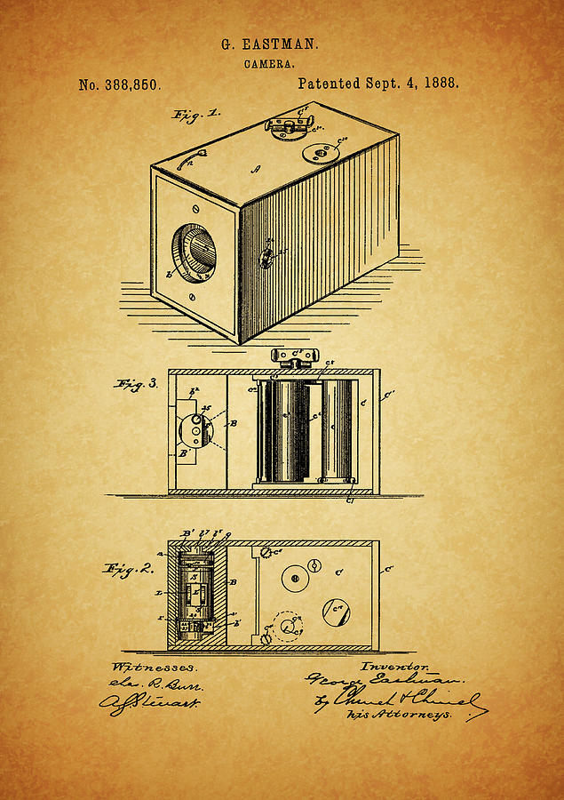 Camera Drawing - 1888 Camera Patent by Dan Sproul