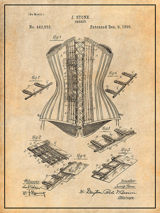 1890 Framed Victorian Corset Antique Paper Patent Print Drawing by Greg  Edwards - Fine Art America
