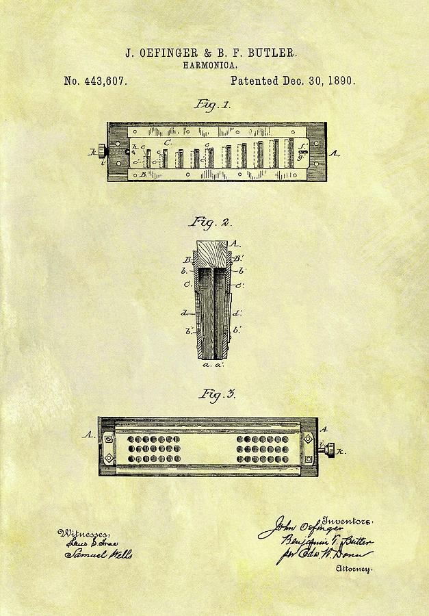 1890 Harmonica Patent Drawing