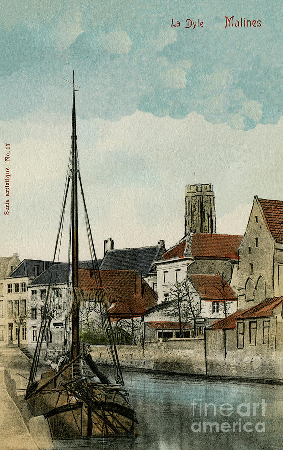 Boat Photograph - 1890 Mechelen Malines Dyle river by Heidi De Leeuw