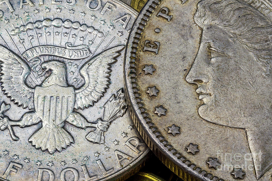 1890 One Dollar and Half Dollar Coin Close Up Photograph by Pablo Avanzini