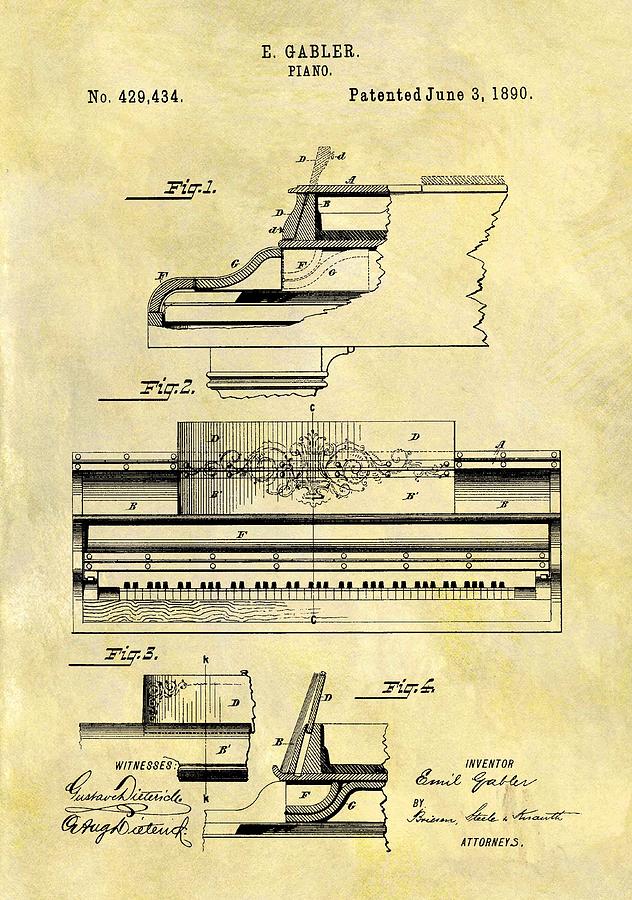1890 Piano Patent Drawing