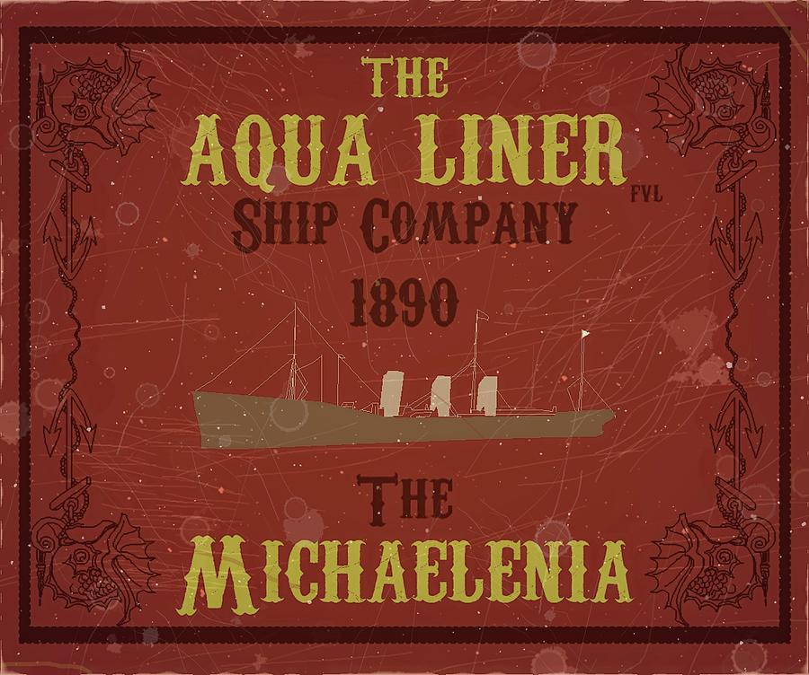 1890 The Aqua Liner Shipping Company - Michaelenia Local Post - Rust Yellow Edition - Mail Art Post Digital Art by Fred Larucci