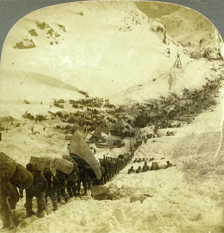 1890s Alaska Gold Rush Miners and Packers Climbing the Golden Stair ...